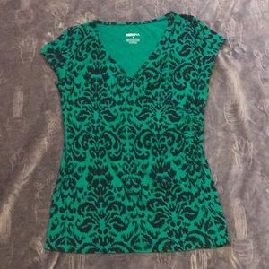 Merona Faux Wrap V Neck & Side Ruching in Green